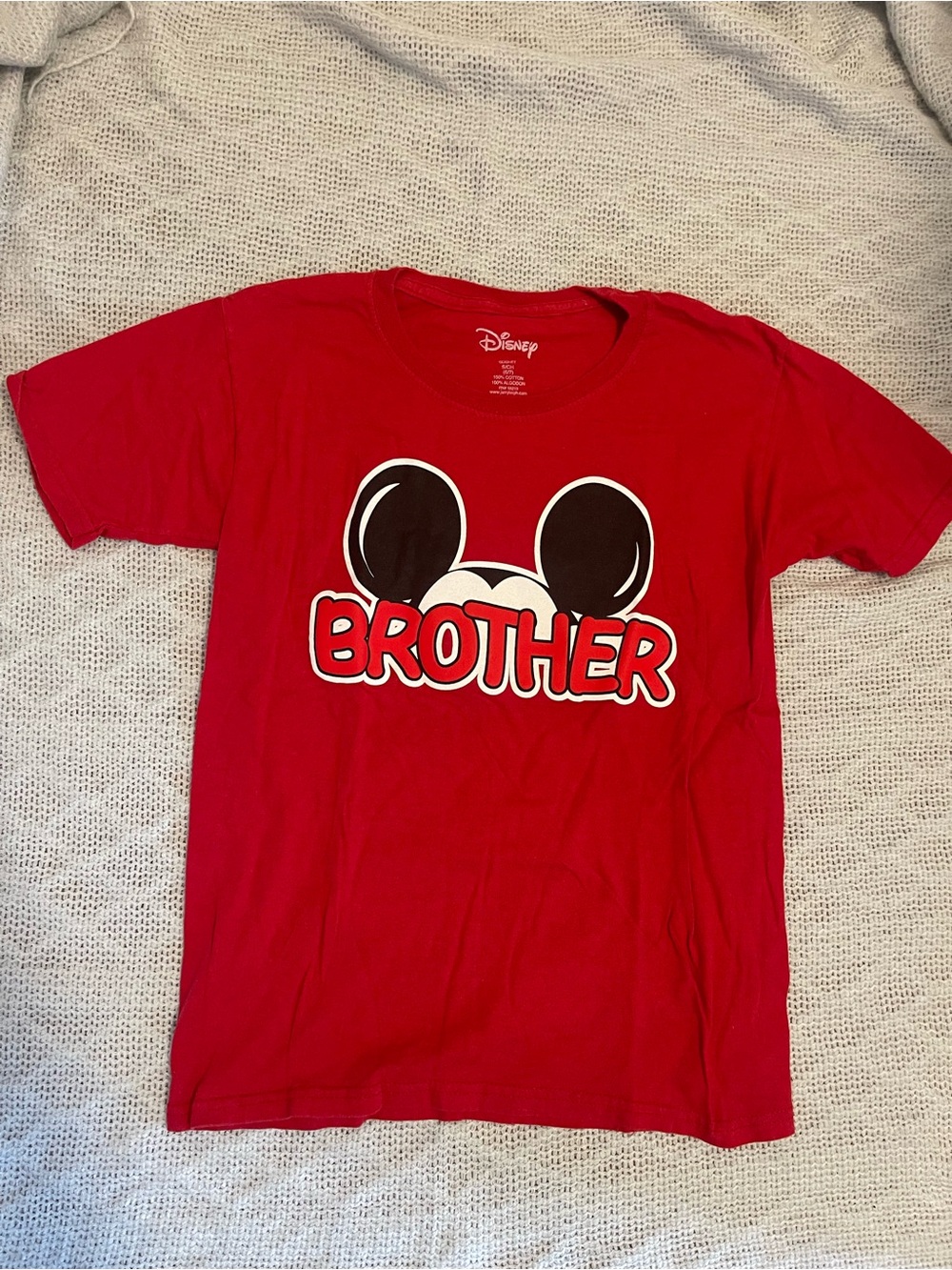 Disney Red 'BROTHER' Mickey Ear Graphic Tee